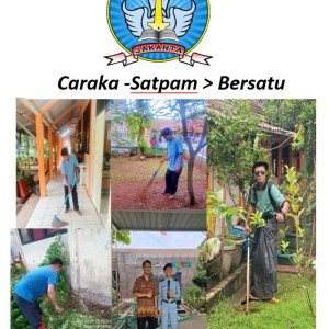 Sinergi Caraka dan Satpam SMPN 128 Jakarta dalam Menjaga Kebersihan dan Ketertiban
