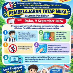 Semangat Kembali Belajar Luring, Siswa SMPN 128 Jakarta Kembali ke Sekolah